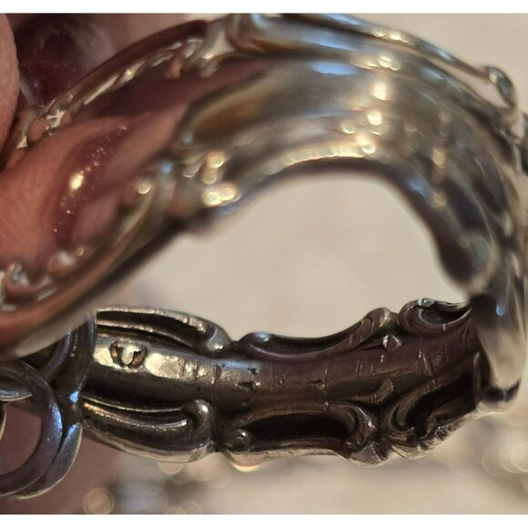 Vintage Sterling Silver Spoon Handle Pendant Necklace Double Curb Chain HS106 - Picture 8 of 11